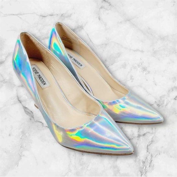 New Steve Madden Salza Iridescent Metallic Pointed Toe Pumps sz 6.5 nwot - Picture 4 of 5